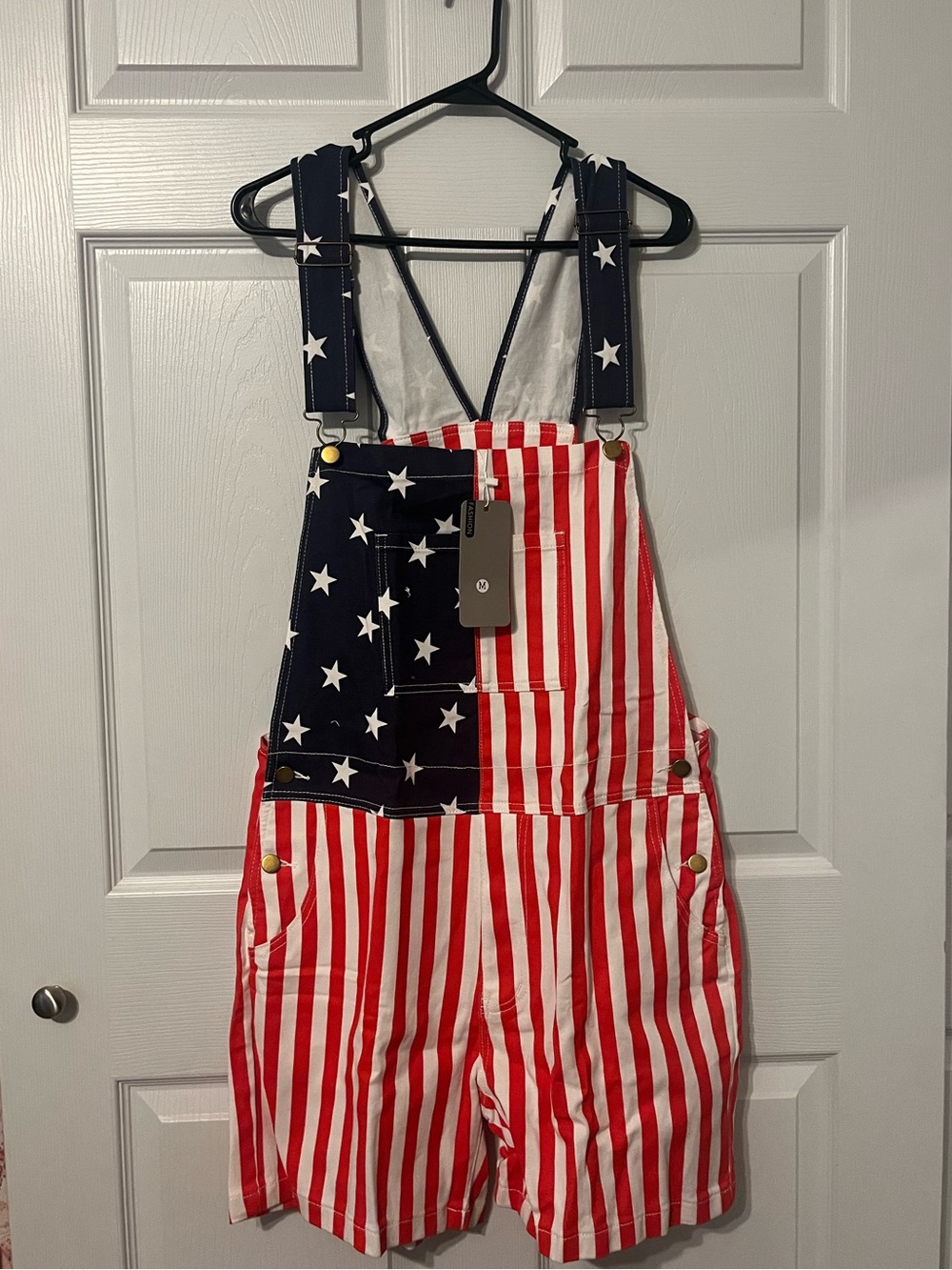 Men’s Patriotic Stars & Stripes One-Piece Overalls - Red, White & Blue